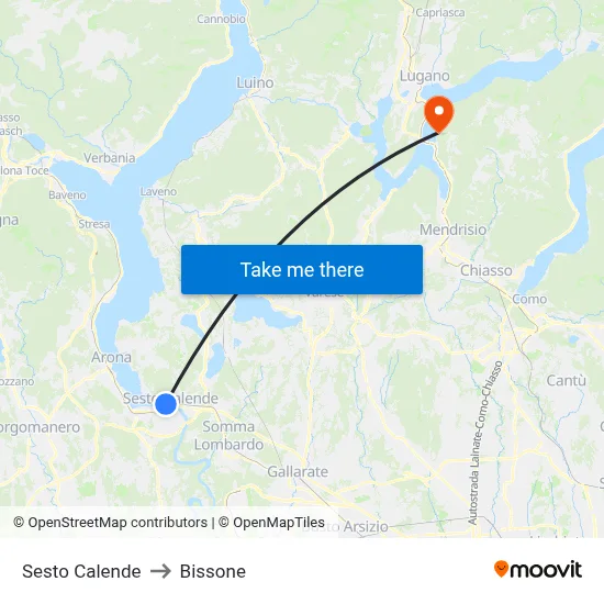 Sesto Calende to Bissone map
