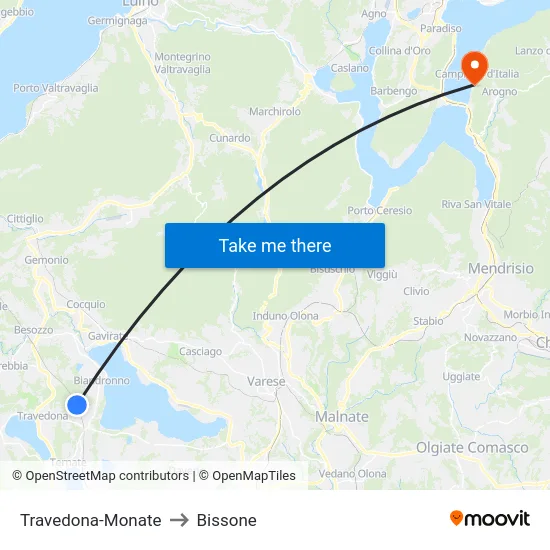 Travedona-Monate to Bissone map