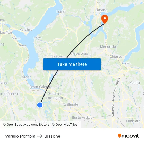 Varallo Pombia to Bissone map