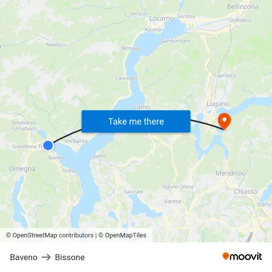 Baveno to Bissone map
