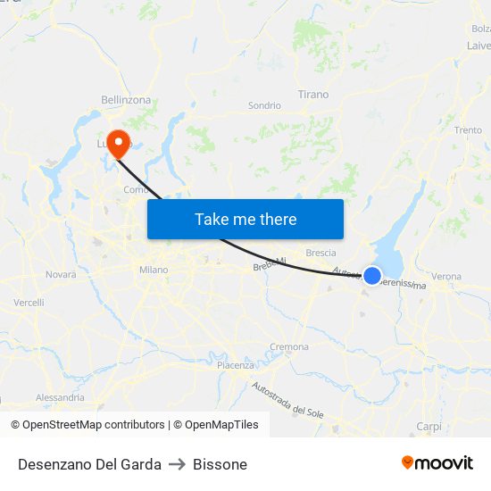 Desenzano Del Garda to Bissone map