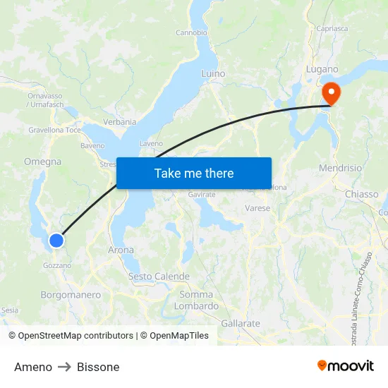 Ameno to Bissone map