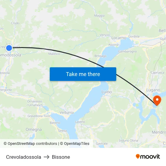 Crevoladossola to Bissone map