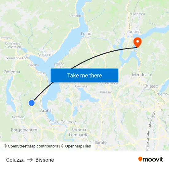 Colazza to Bissone map