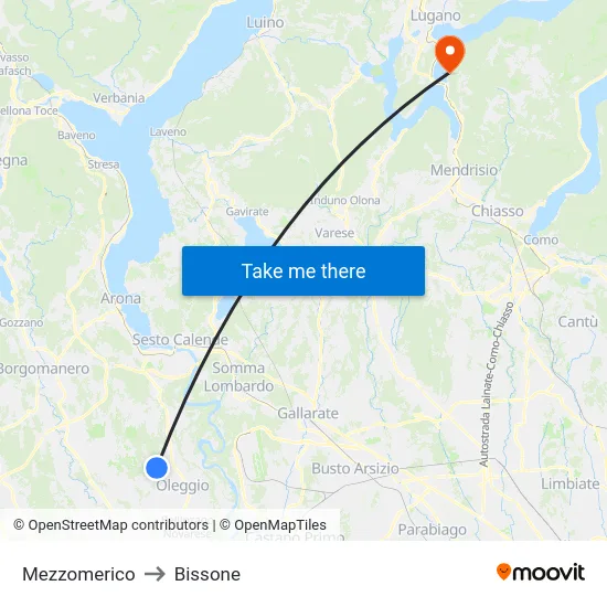 Mezzomerico to Bissone map