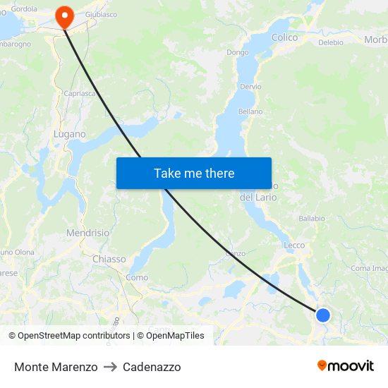 Monte Marenzo to Cadenazzo map