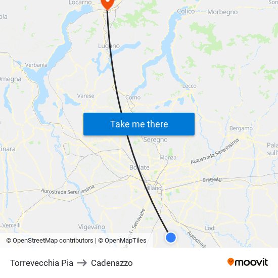 Torrevecchia Pia to Cadenazzo map