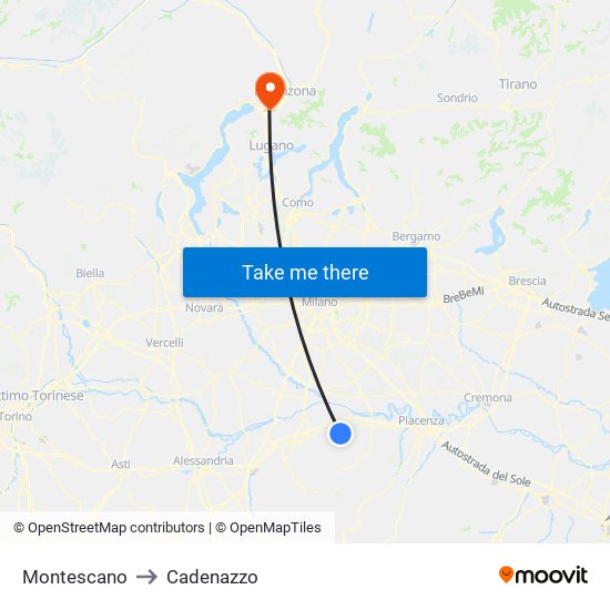 Montescano to Cadenazzo map