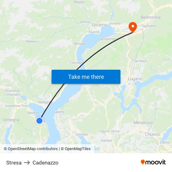 Stresa to Cadenazzo map