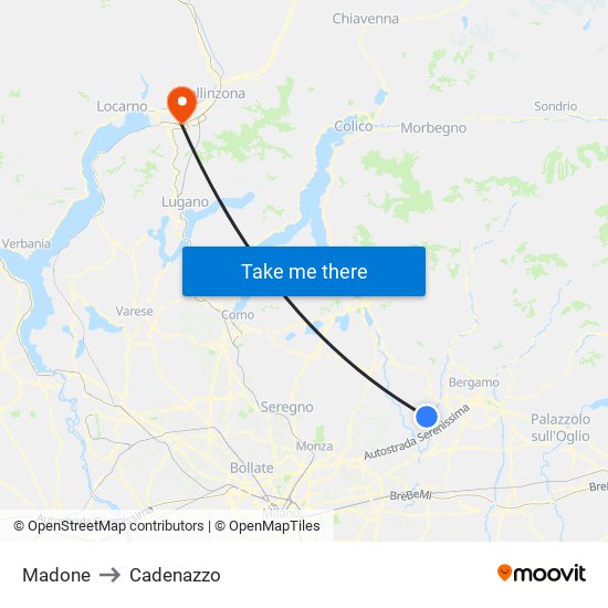 Madone to Cadenazzo map