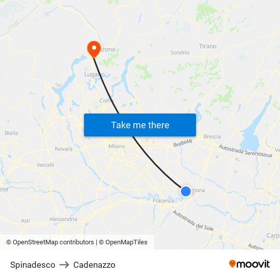 Spinadesco to Cadenazzo map