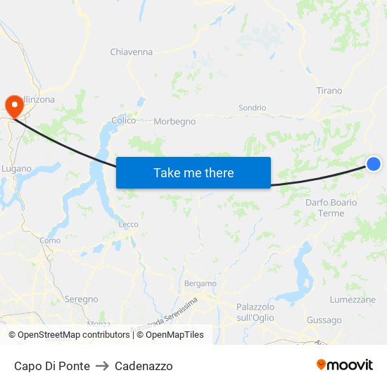 Capo Di Ponte to Cadenazzo map