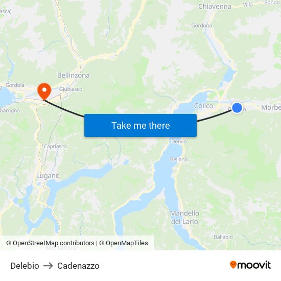 Delebio to Cadenazzo map