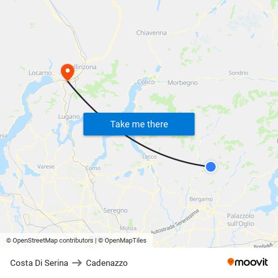 Costa Di Serina to Cadenazzo map