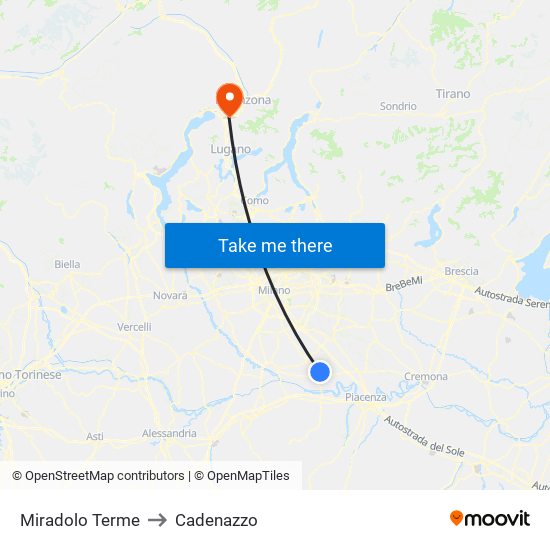 Miradolo Terme to Cadenazzo map