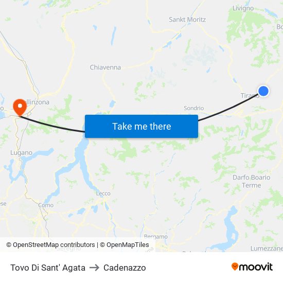 Tovo Di Sant' Agata to Cadenazzo map
