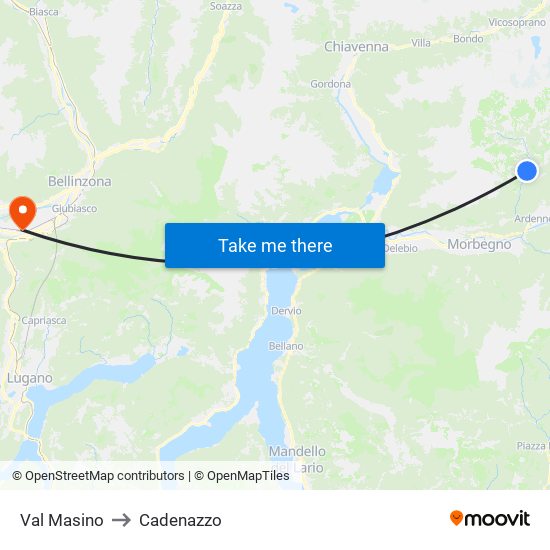Val Masino to Cadenazzo map