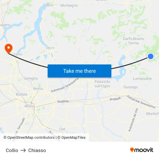 Collio to Chiasso map