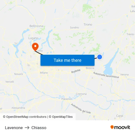 Lavenone to Chiasso map