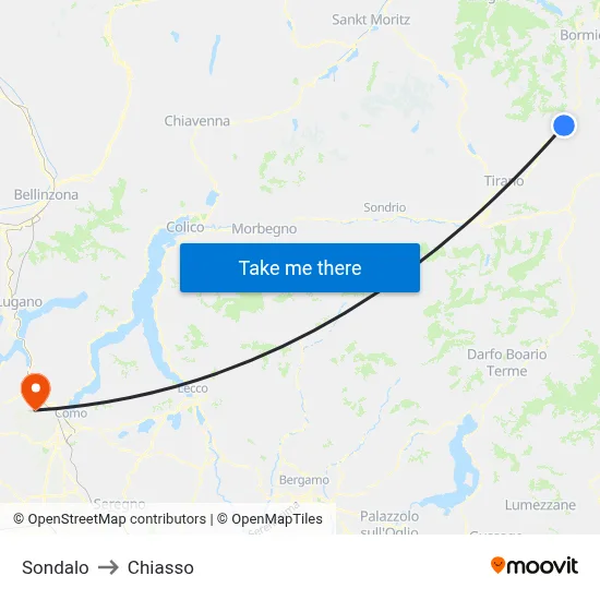 Sondalo to Chiasso map