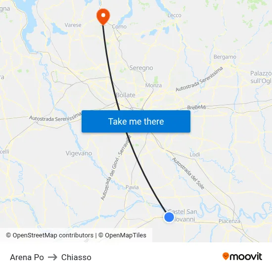 Arena Po to Chiasso map