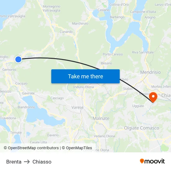 Brenta to Chiasso map
