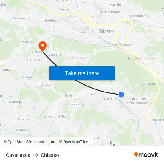Cavallasca to Chiasso map