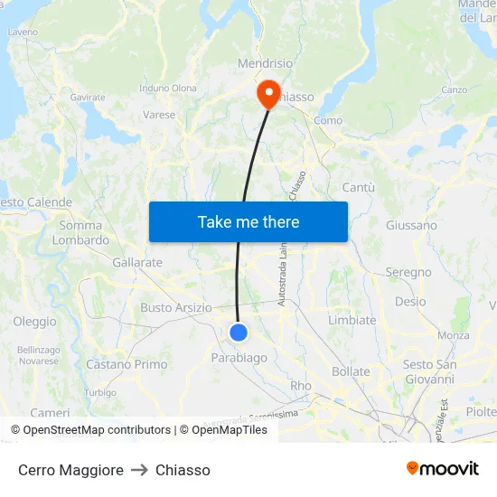 Cerro Maggiore to Chiasso map