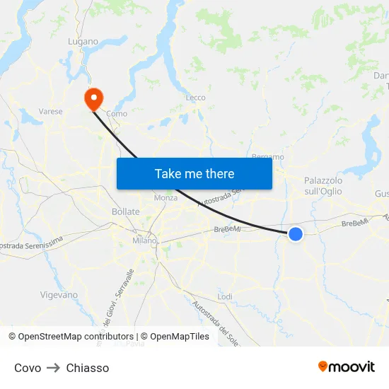 Covo to Chiasso map
