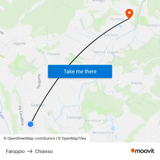 Faloppio to Chiasso map