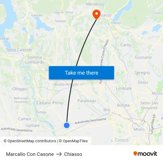 Marcallo con Casone to Chiasso map