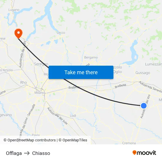 Offlaga to Chiasso map