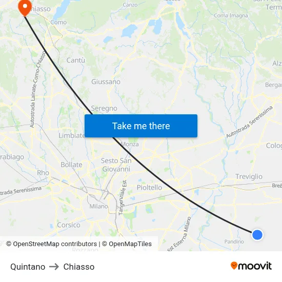 Quintano to Chiasso map