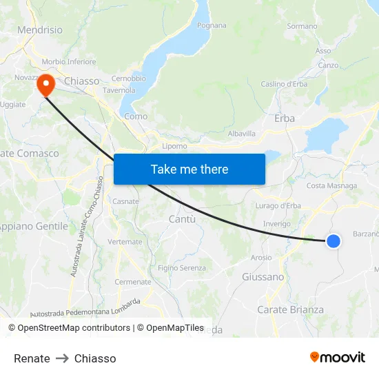 Renate to Chiasso map