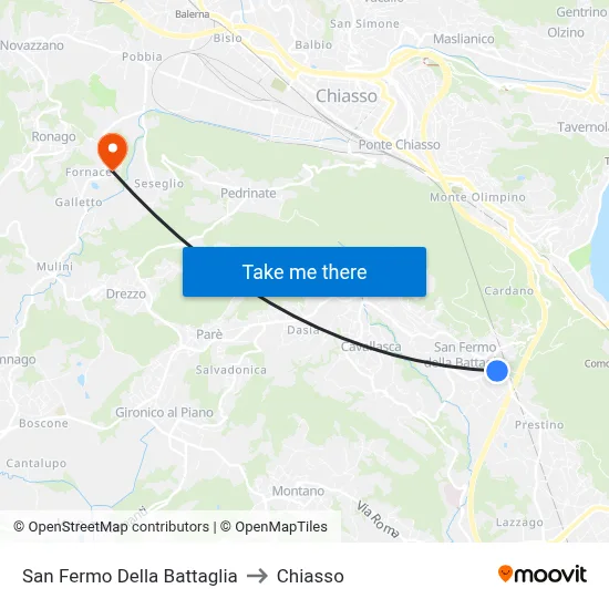 San Fermo Della Battaglia to Chiasso map