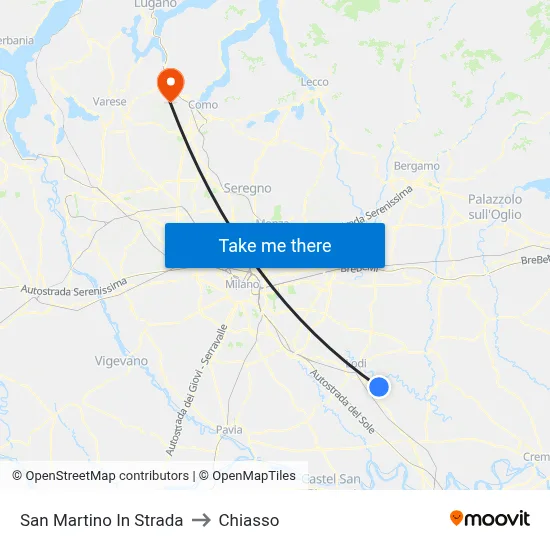 San Martino In Strada to Chiasso map