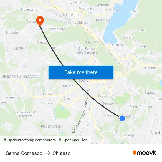Senna Comasco to Chiasso map