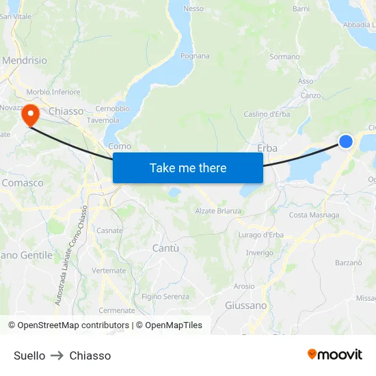 Suello to Chiasso map