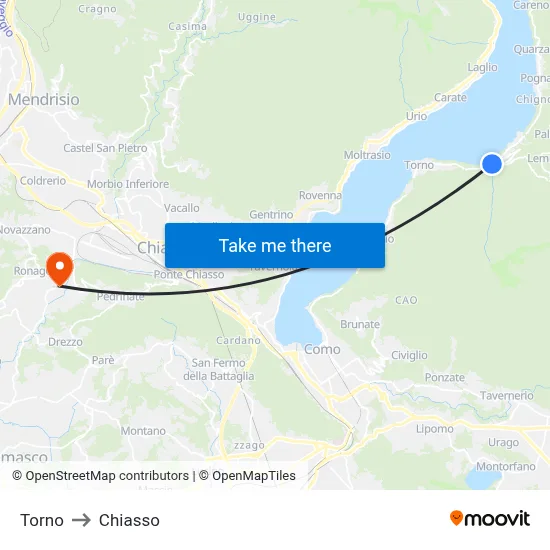 Torno to Chiasso map