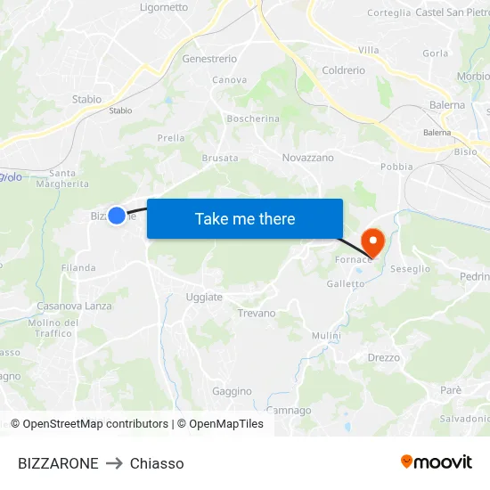 BIZZARONE to Chiasso map