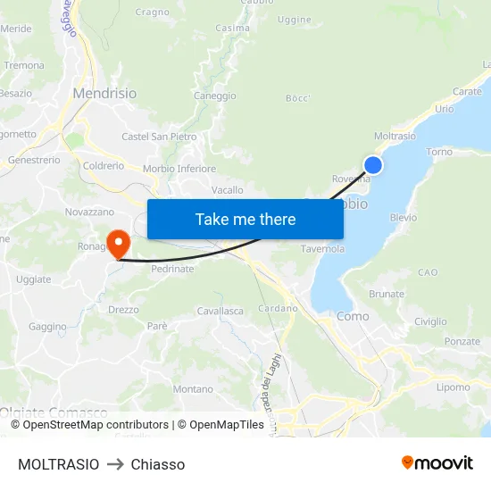 Moltrasio to Chiasso map