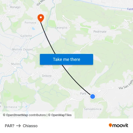Parre to Chiasso map