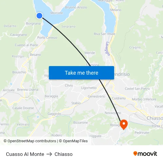 Cuasso Al Monte to Chiasso map