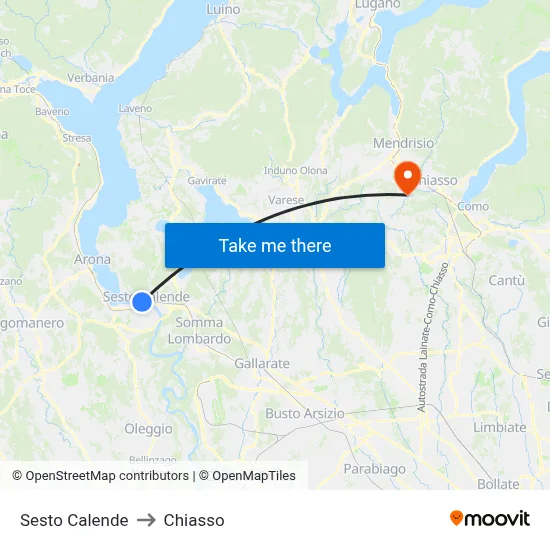 Sesto Calende to Chiasso map