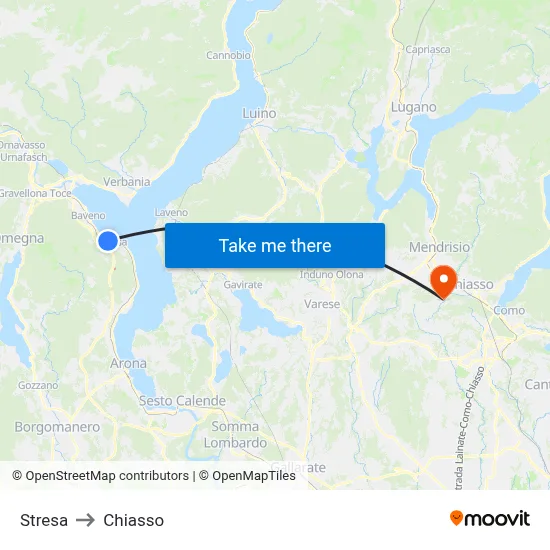 Stresa to Chiasso map