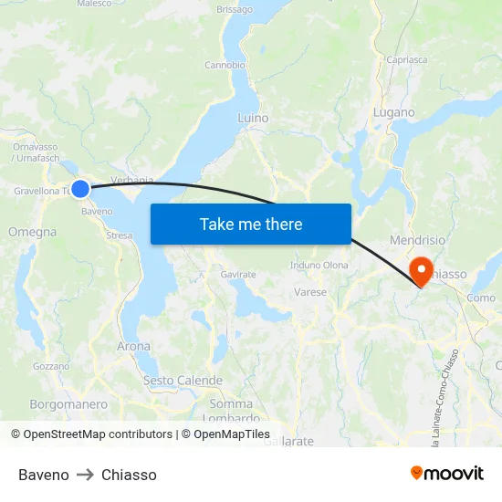 Baveno to Chiasso map