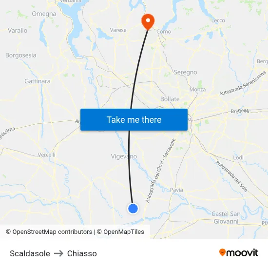 Scaldasole to Chiasso map