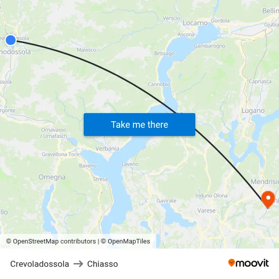 Crevoladossola to Chiasso map