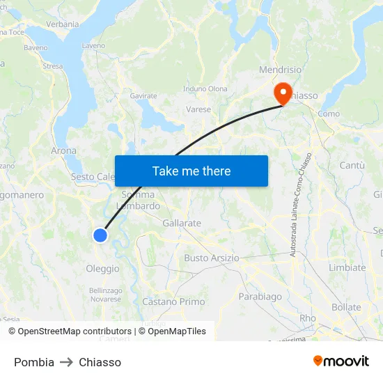 Pombia to Chiasso map