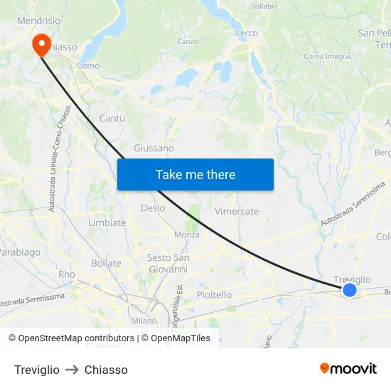 Treviglio to Chiasso map